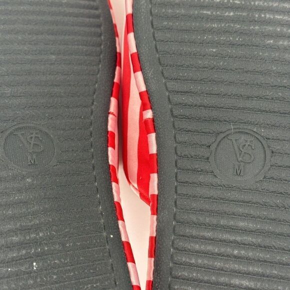 Victorias Secret Slippers Satin Bow Sequin Red Pink Size M 7-8 House Shoes Glam - Picture 9 of 9